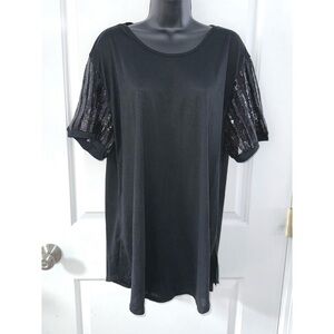 Grace & Emma black top with sequin sleeves